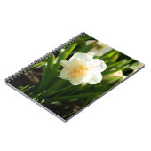 Grote witte narcissen op een lentedag notitieboek (Linkerzijde)