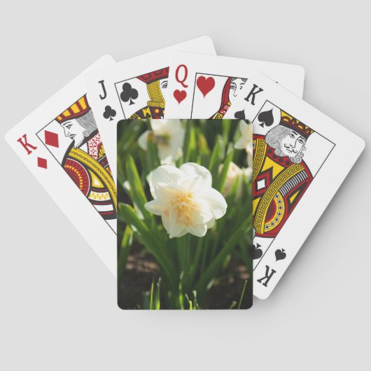 Grote witte narcissen op een lentedag pokerkaarten (Achterkant)