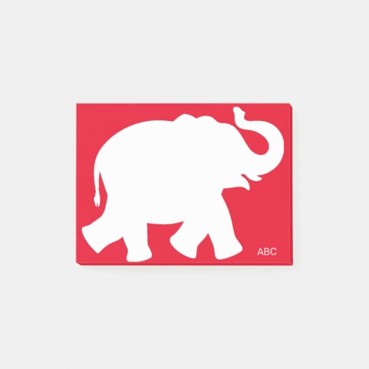 Grote Witte Olifant Silhouet op Rood Post-it® Notes (Voorkant)