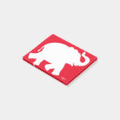 Grote Witte Olifant Silhouet op Rood Post-it® Notes (Schuin)