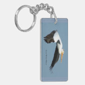 Grote witte pelicaanse rechthoekige sleutelketen sleutelhanger (Voorkant Links)