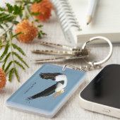 Grote witte pelicaanse rechthoekige sleutelketen sleutelhanger (Voorkant Rechts)