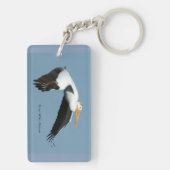 Grote witte pelicaanse rechthoekige sleutelketen sleutelhanger (achterkant)