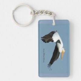 Grote witte pelicaanse rechthoekige sleutelketen sleutelhanger