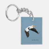 Grote witte pelicische acrylsleutelketen sleutelhanger (Voorkant Links)