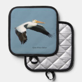 Grote Witte Pelikaan pot houder (Voorkant / Achterkant)