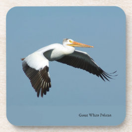 Grote witte pelikaan set van 6 plastiek onderzette bier onderzetter