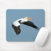 Grote witte pelikaanse mousepad muismat (Met muis)