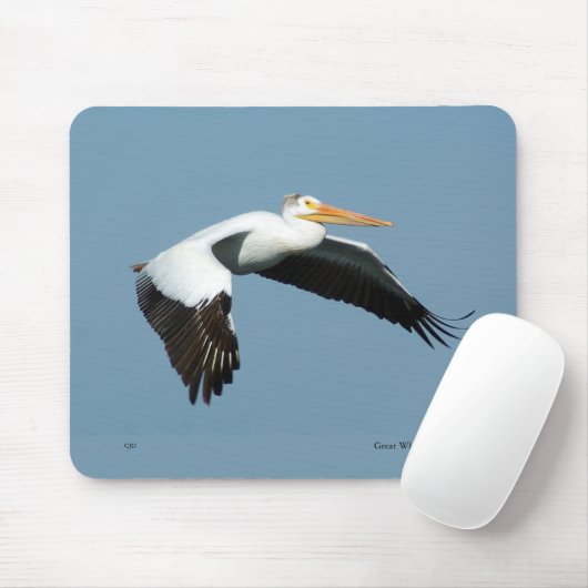 Grote witte pelikaanse mousepad muismat (Met muis)