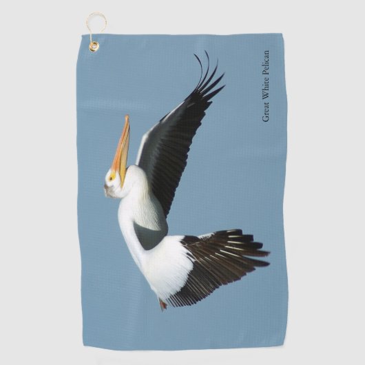 Grote witte pelikische golfhanddoek (Voorkant)