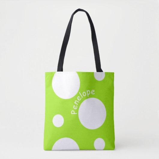 Grote witte pooldots tote bag (Voorkant)