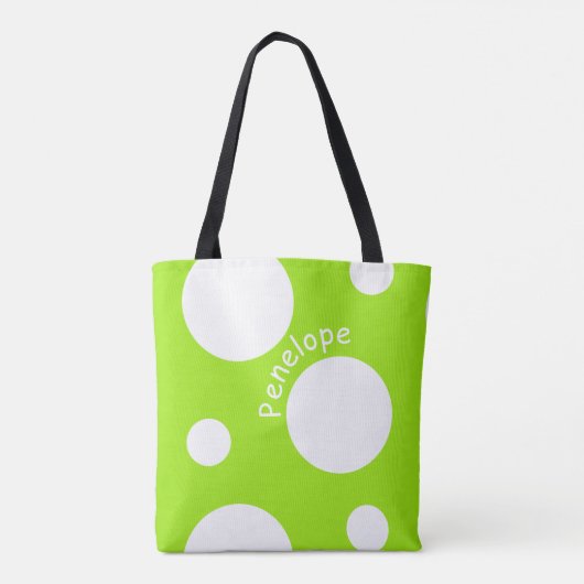 Grote witte pooldots tote bag (Achterkant)