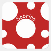 Grote witte pooldots vierkante sticker (Voorkant)