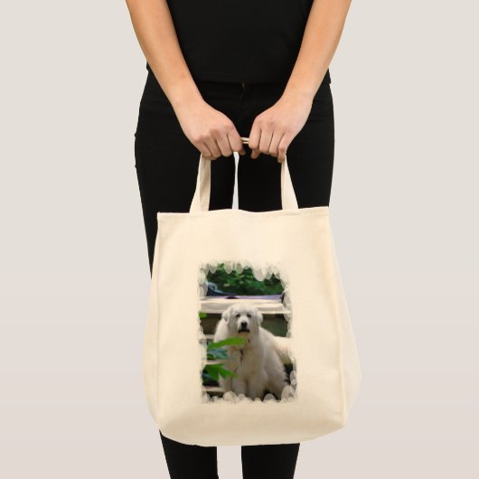 Grote witte Pyreneeën Dog Grocery Canvas tas (Voorkant (product))