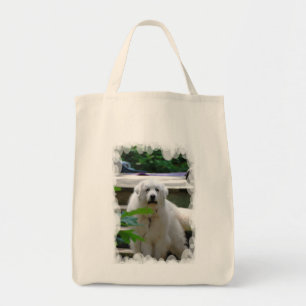 Grote witte Pyreneeën Dog Grocery Canvas tas