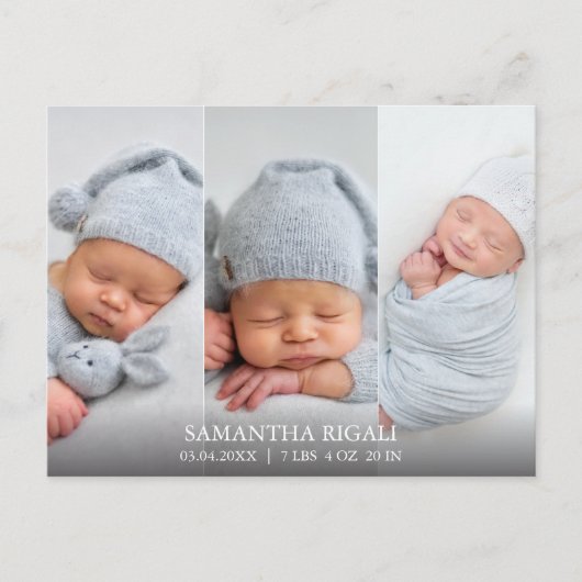 Grote Witte Reiger 3 Foto Geboorteaankondigingen Briefkaart (Voorkant)