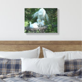 Grote witte reiger nestelt canvas afdruk (Insitu (Slaapkamer))