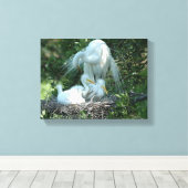Grote witte reiger nestelt canvas afdruk (Insitu (Houten vloer))
