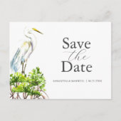 Grote witte reiger red de datum briefkaart (Voorkant)