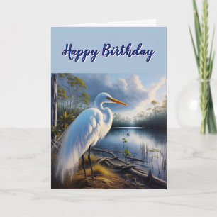 Grote Witte Reiger Vogel Verjaardagskaart Kaart