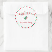 Grote Witte Rode Groene Aangepaste Kerststickers Ronde Sticker (Tas)
