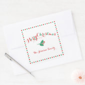 Grote Witte Rode Groene Vierkante Kerststickers Sticker (Envelop)