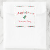Grote Witte Rode Groene Vierkante Kerststickers Sticker (Tas)