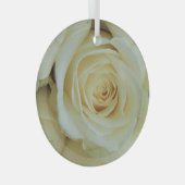 Grote witte roos glas ornament (Voorkant Rechts)