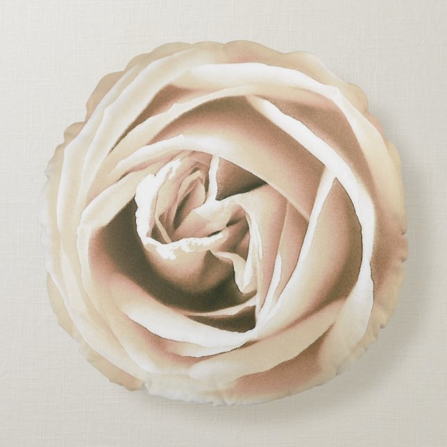 Grote witte rozenafdrukken rond kussen (Voorkant)