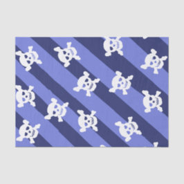 Grote witte schedel en Crossbones op blauwe strepe Tissuepapier