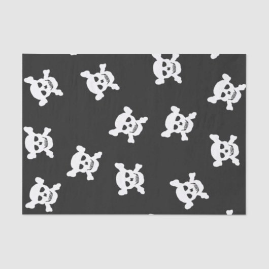 Grote witte schedel en kruisbeenderen op zwart tissuepapier (Voorkant)