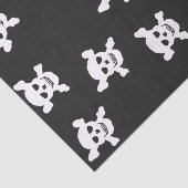 Grote witte schedel en kruisbeenderen op zwart tissuepapier (Detail)