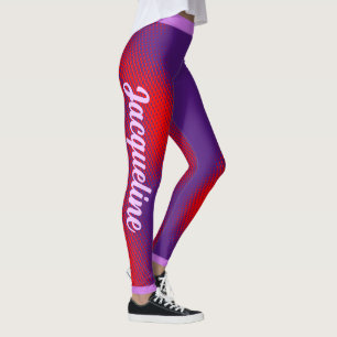 Grote witte scripttekst op PAARSE Leggings