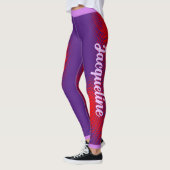 Grote witte scripttekst op PAARSE Leggings (Links)