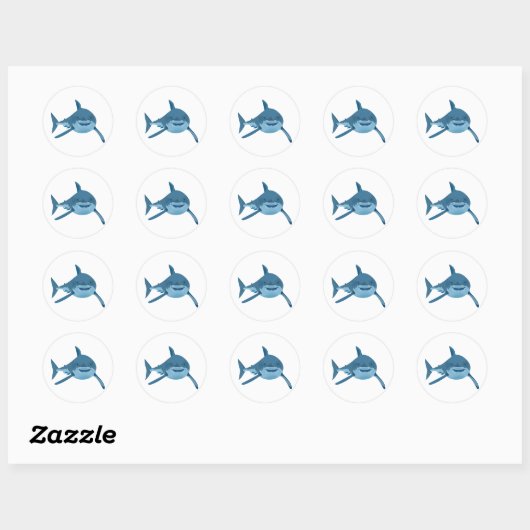 GROTE WITTE SHARK RONDE STICKER (Vel)