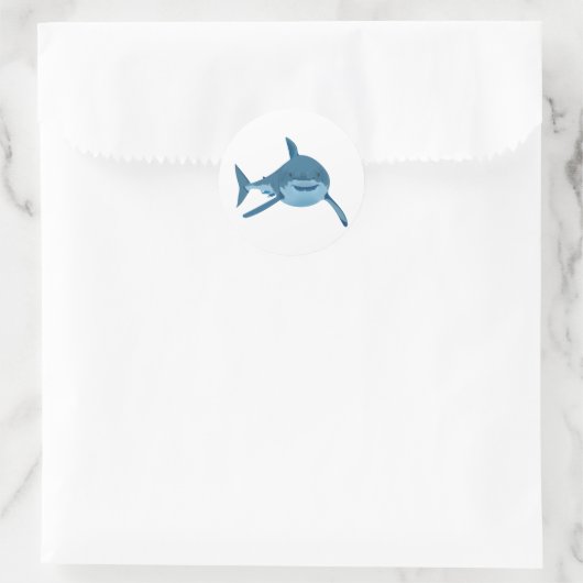 GROTE WITTE SHARK RONDE STICKER (Tas)