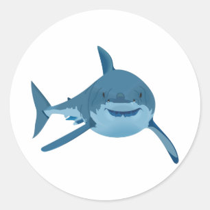 GROTE WITTE SHARK RONDE STICKER
