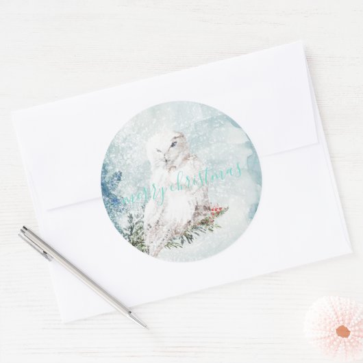 Grote witte sneeuwknol ronde sticker (Envelop)