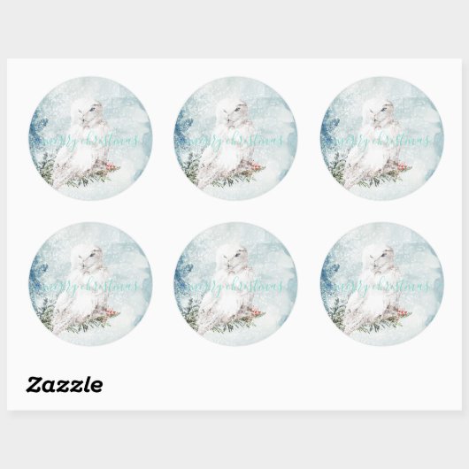 Grote witte sneeuwknol ronde sticker (Vel)