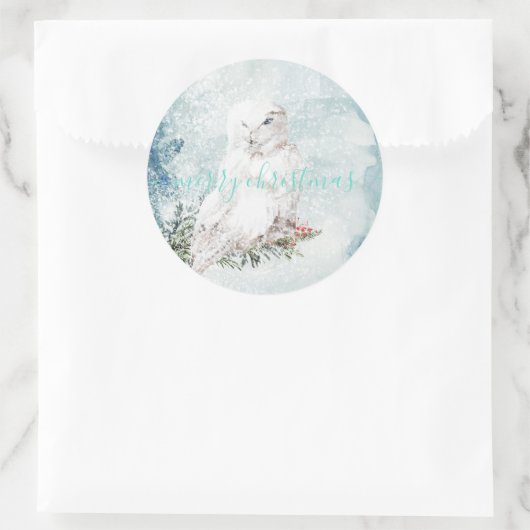 Grote witte sneeuwknol ronde sticker (Tas)
