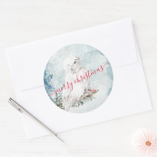 Grote witte sneeuwknol ronde sticker (Envelop)