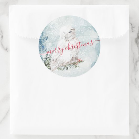 Grote witte sneeuwknol ronde sticker (Tas)