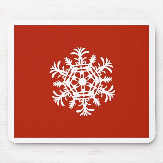 Grote witte sneeuwvlok op rood muismat (Voorkant)