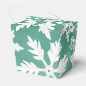 Grote witte sneeuwvlokken vallen groene achtergron bedankdoosjes (Achterkant)