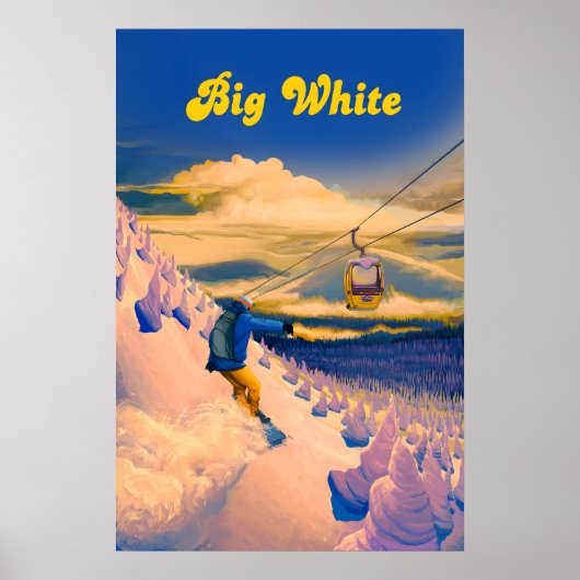Grote Witte Snowboarden Reisposter Poster (Voorkant)