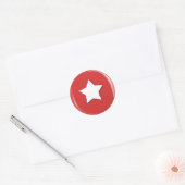 Grote Witte Ster Rode Ongelakte Ronde Sticker (Envelop)