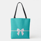 Grote Witte Strik en Parels Tote Tas | Tiffany-loo (Achterkant)