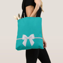 Grote Witte Strik en Parels Tote Tas | Tiffany-loo