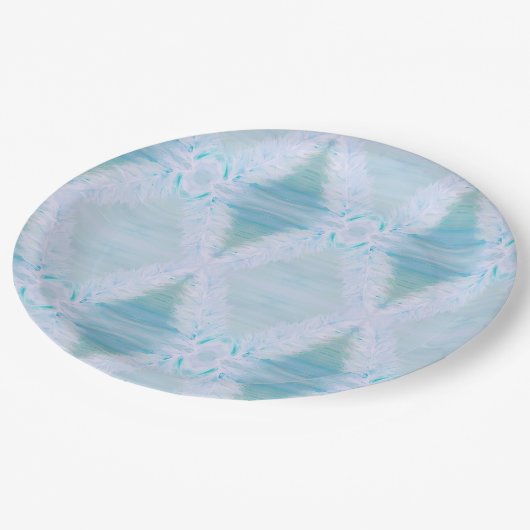 Grote witte veer papieren bordje (Gekanteld)