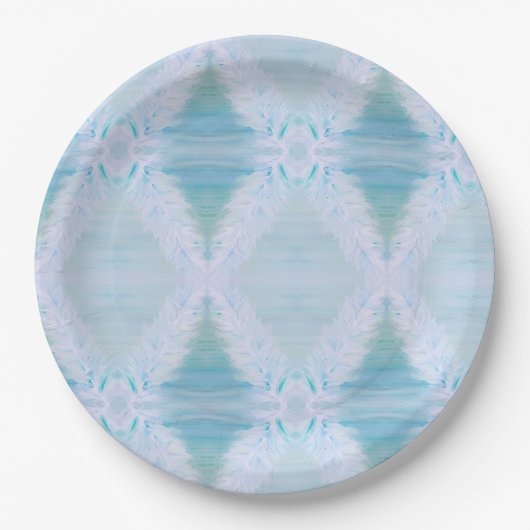 Grote witte veer papieren bordje (Voorkant)